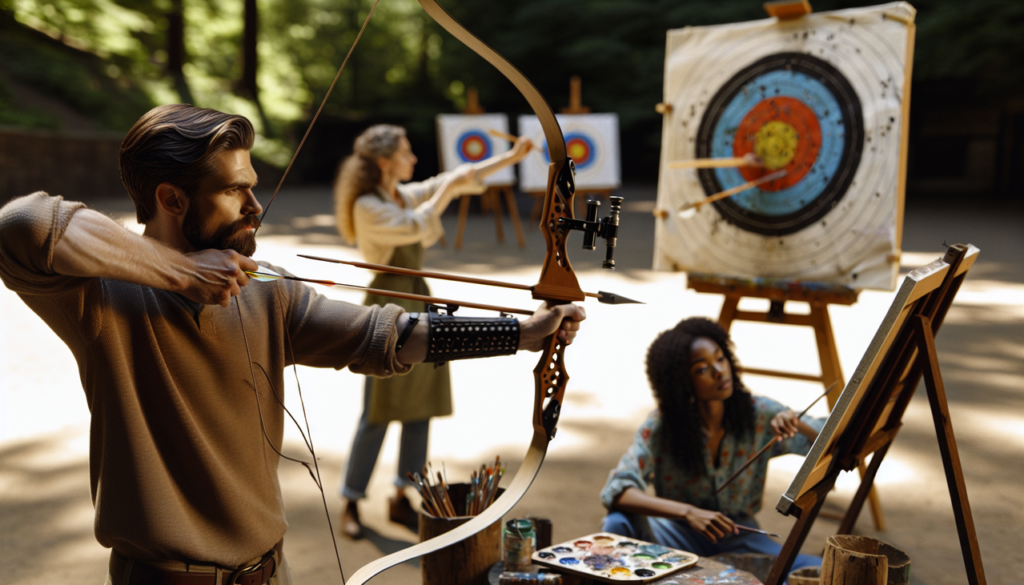 Activité en A : Archerie, lance de hache, peinture en plein air.