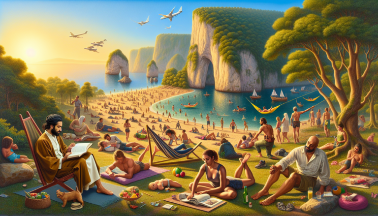 Illustration d'activités en R : relaxation, lecture, escalade, peinture, randonnée, plénitude.