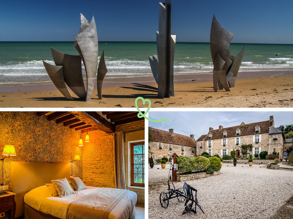 Vue panoramique sur des hôtels proches des plages du Débarquement en Normandie